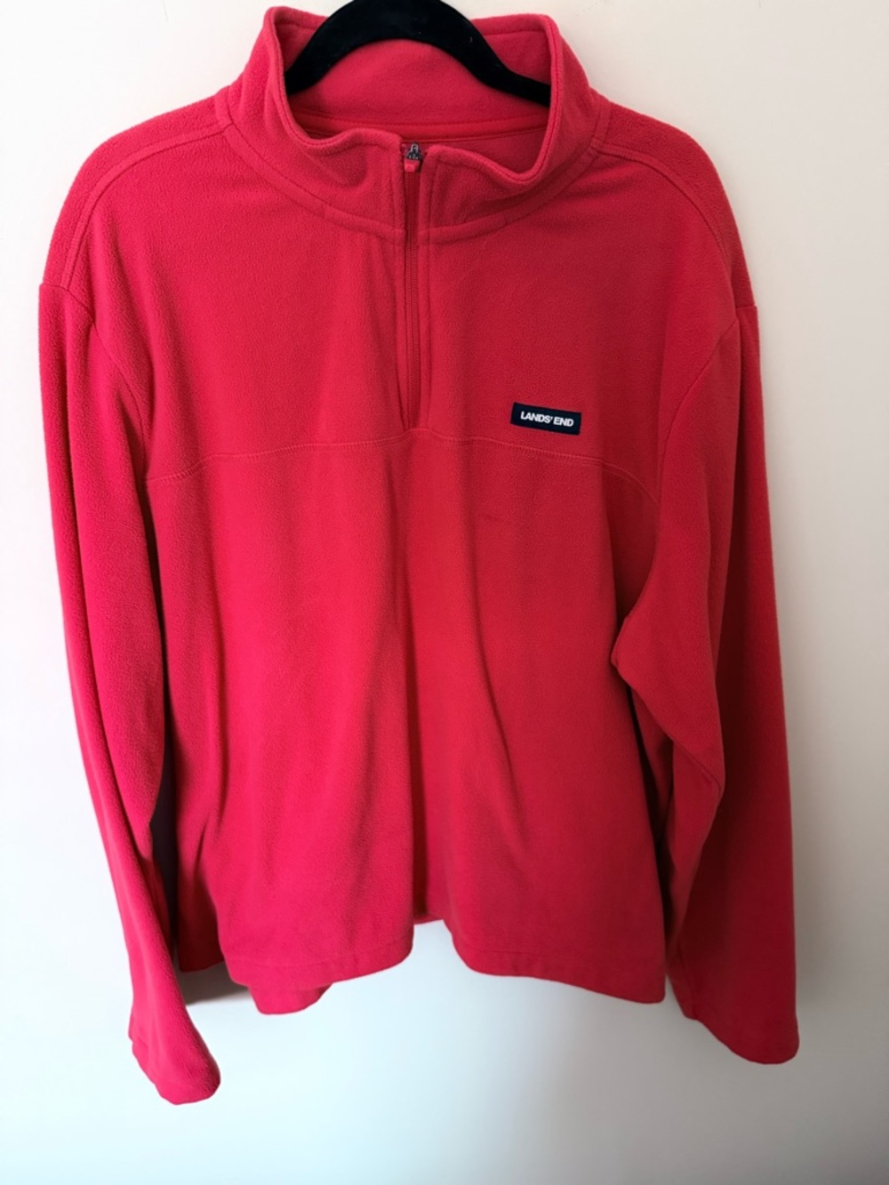 Lands' End Men's Zip-Up Fleece Pullover in Pink